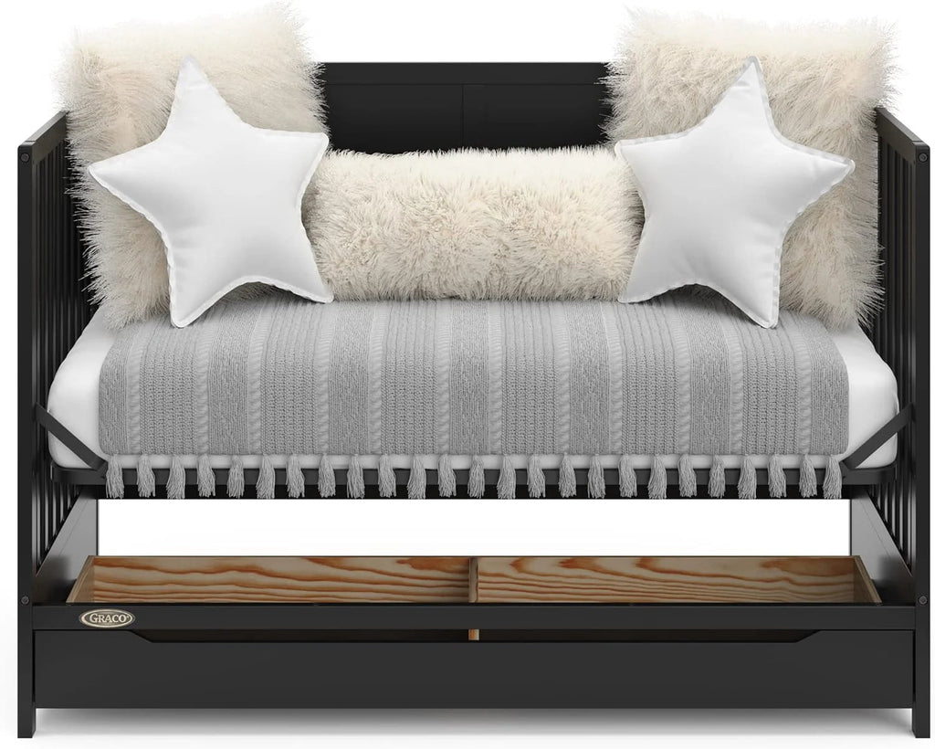 5-in-1 Convertible Baby Crib With Storage Drawer - Black
