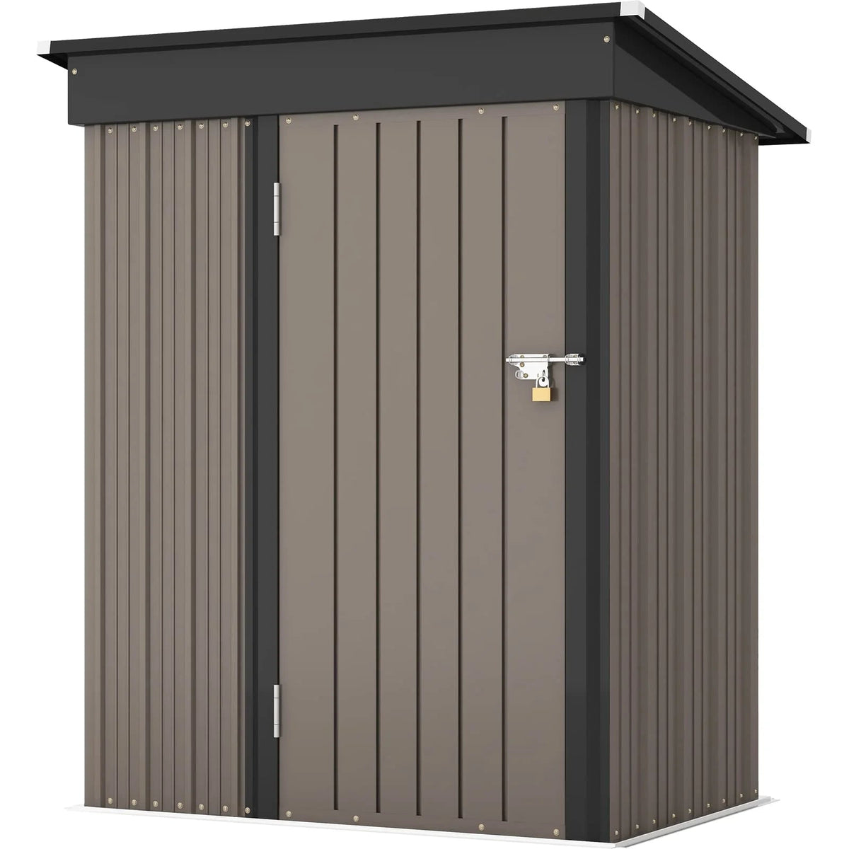 Patiowell Outdoor Storage Shed 5x3 FT Galvanized Steel Coffee Brown