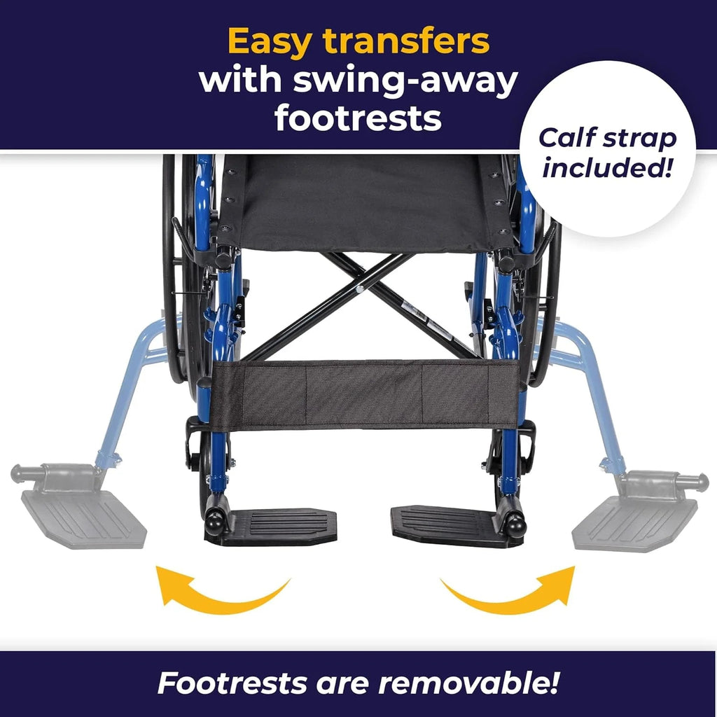 Blue Racing-Style Wheelchair With Swing-Away Footrests, 18 Inches - 530-1-G