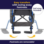 Blue Racing-Style Wheelchair With Swing-Away Footrests, 18 Inches - 530-1-G