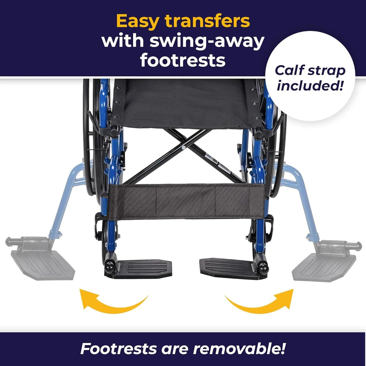 Blue Racing-Style Wheelchair With Swing-Away Footrests, 18 Inches - 530-1-G