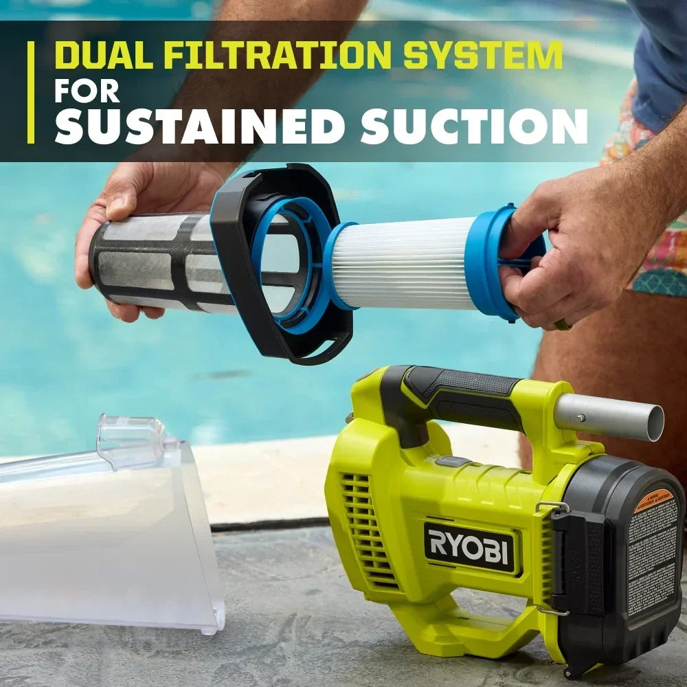 RYOBI 18V ONE+ Handheld Cordless Pool Vacuum Cleaner (Tool Only) with Floor Head