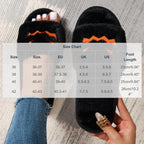 Soft Plush Cozy Open Toe Indoor Outdoor Fuzzy Slippers Women House Slippers Warm Winter Flat Shoes Winter Warm Halloween Slippers