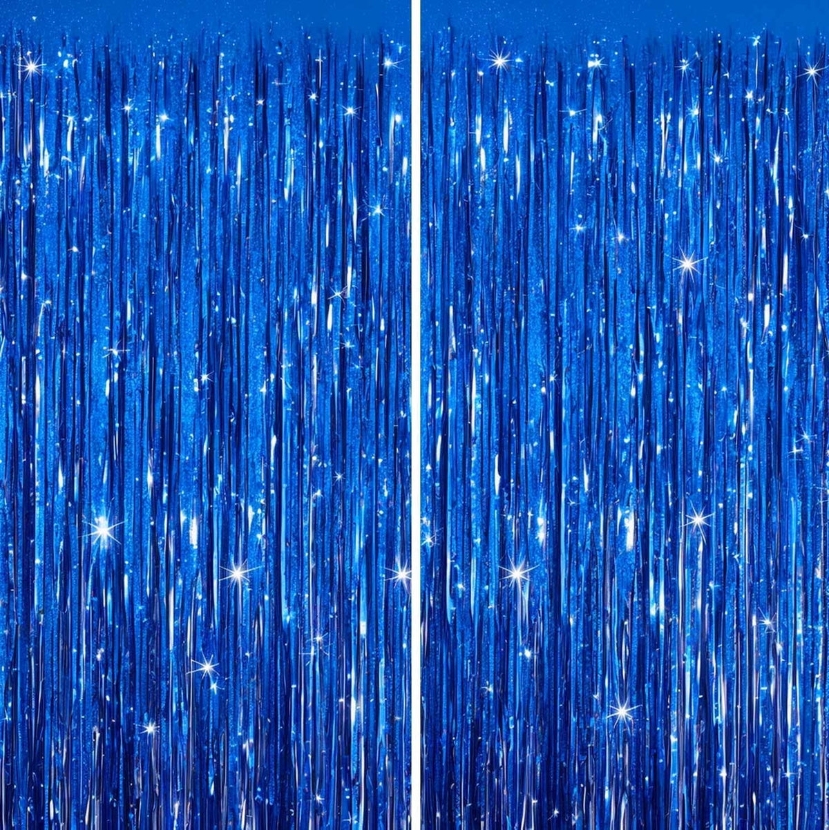 Sm:)e 2-Pack Light Bright Silver Foil Fringe Curtains for Events - Birthday, Wedding, Graduation, Christmas, Baby Shower, various festivals Decor Photo Booth Fun!