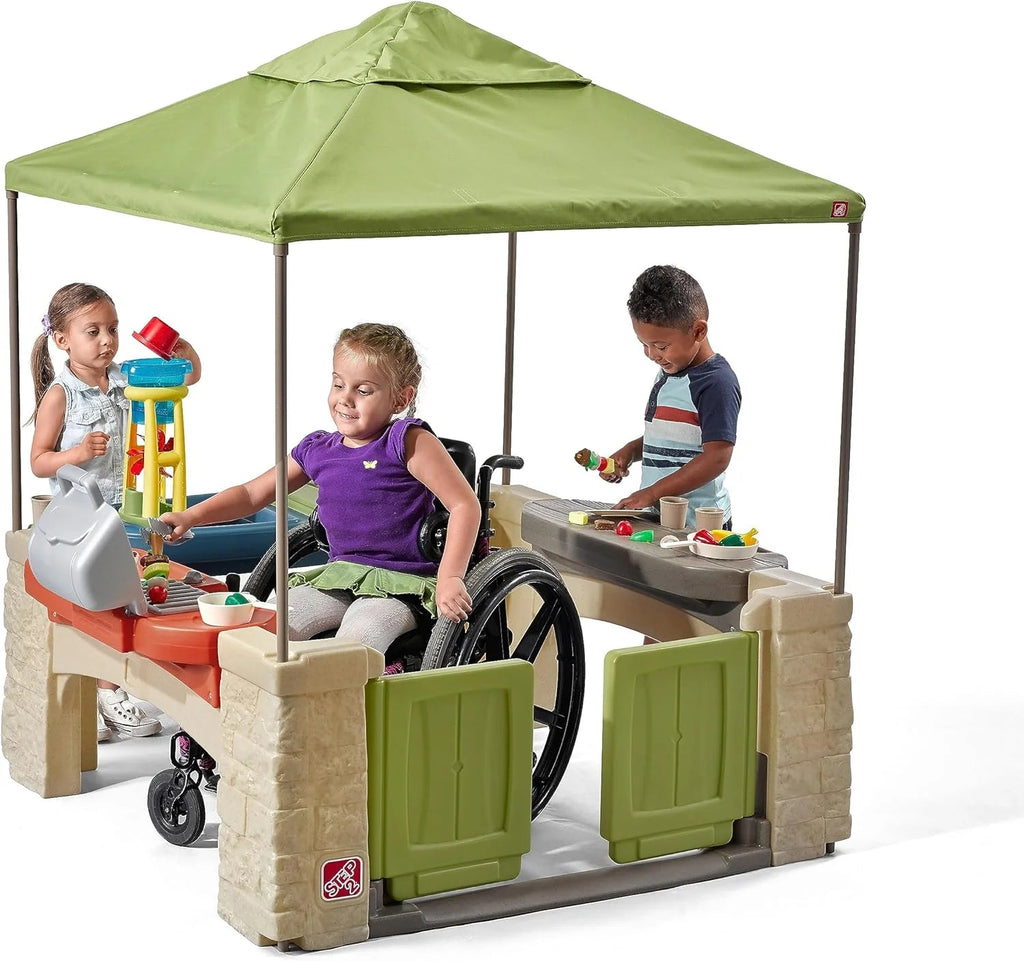 Step2 Kids' All Around Playtime Patio Kitchen Play Set With Canopy, 47.5 x 47.5 x 60 Inches - 874100