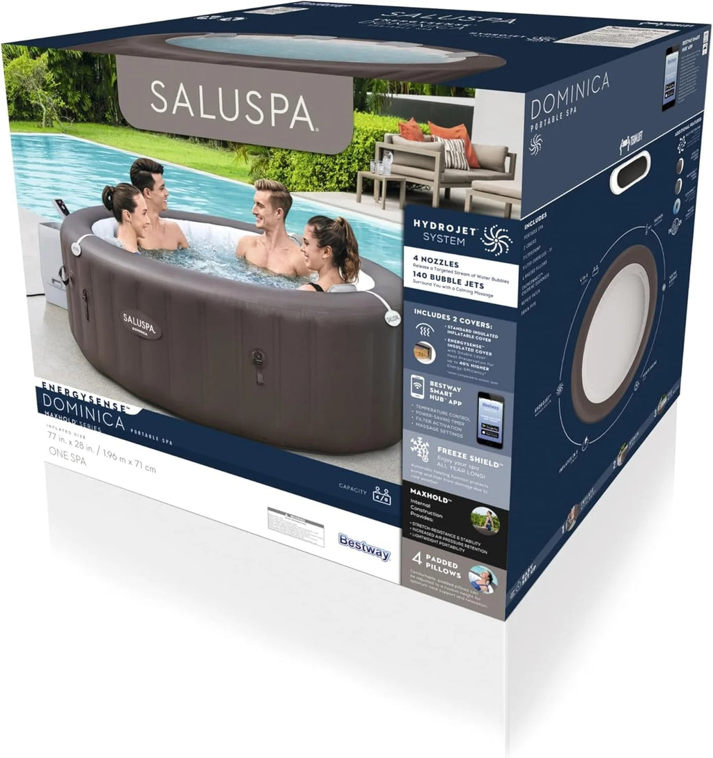 Bestway SaluSpa Miami Inflatable Hot Tub Spa, 71 x 26 in, 2-4 Person, Black - 60104E