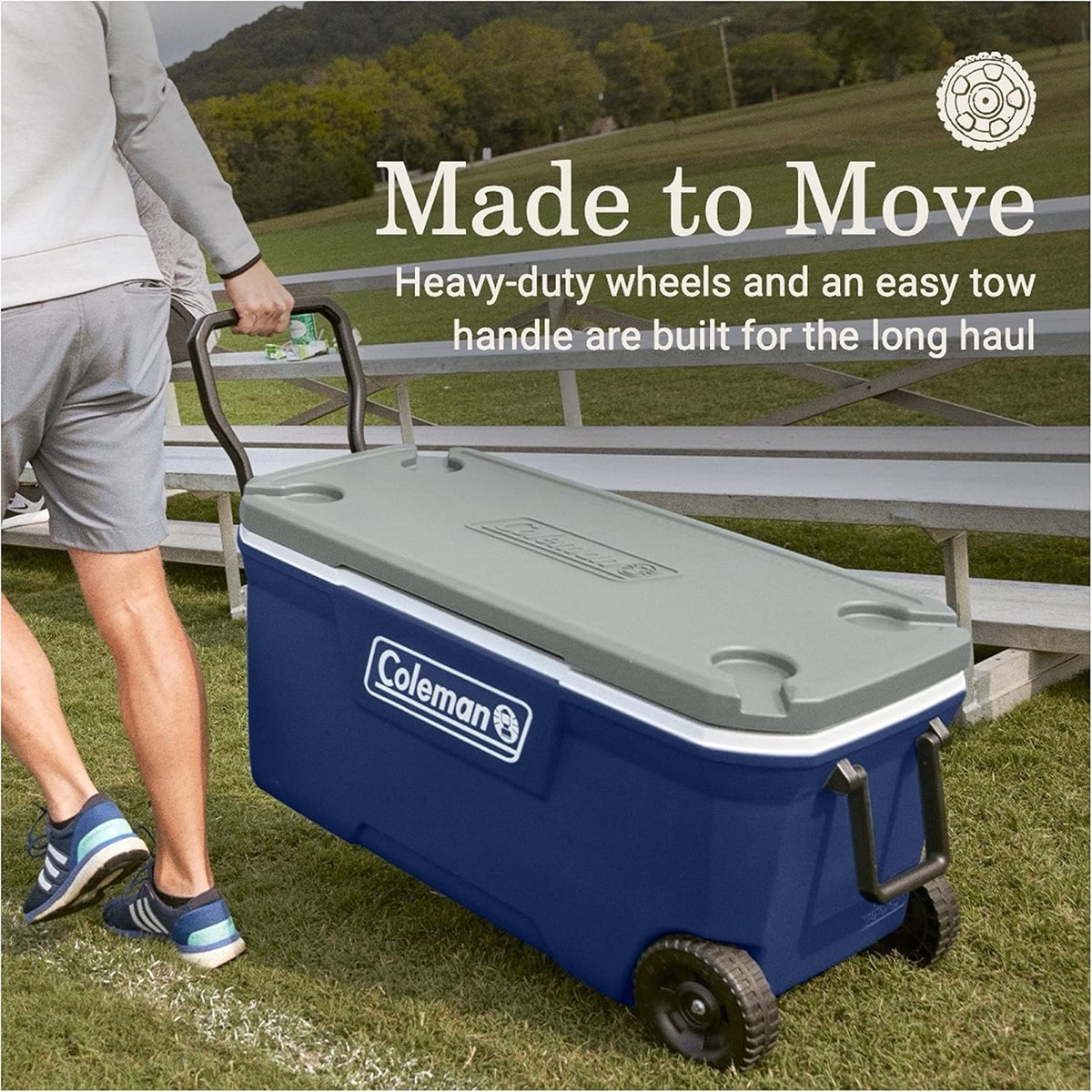 Coleman Classic Series Insulated Wheeled Cooler, 100-Quart, Rock Grey - Wheeled