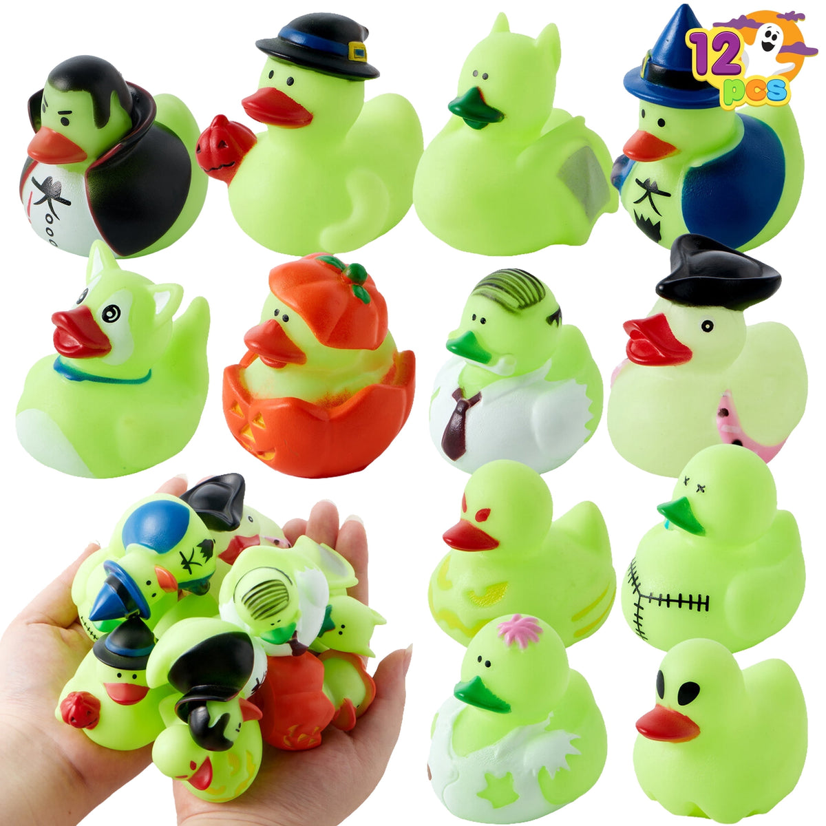 Joyfy 18 PCS Halloween Rubber Ducks for Halloween Goodie Bag Fillers, Trick or Treating Ducky Duck Bulk Toys Party Favors Supplies, Halloween Decorations for Kids Bath Toys