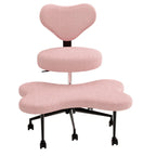 Pinmoco Ergonomic Cross-Legged Swivel Chair, Adjustable Height, Teddy Fabric, Off White