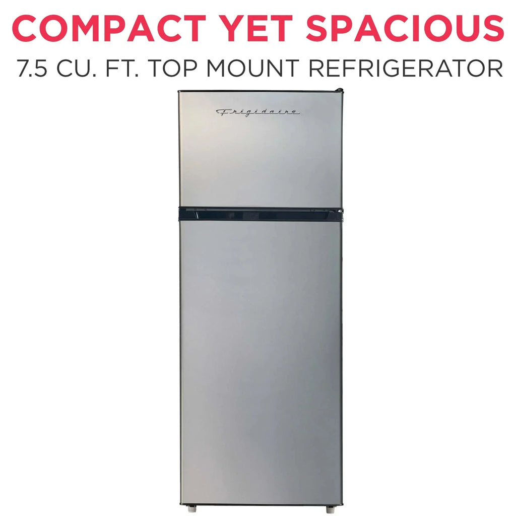 Frigidaire 21 in 7.5 Cu. Ft. Retro Top-Freezer Refrigerator, Standard Door Style, Stainless Look