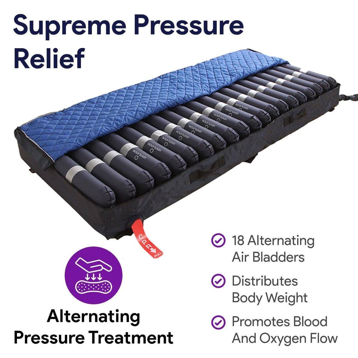 Proheal Alternating Pressure Bed Pad Air Mattress Overlay With Pump, 5 Inch, 36 Inch x 80 Inch