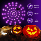 Halloween Decorations Spider Web Lights, 4FT Diameter 70 LED with Black Spider, Waterproof Net Lights, Remote Control
