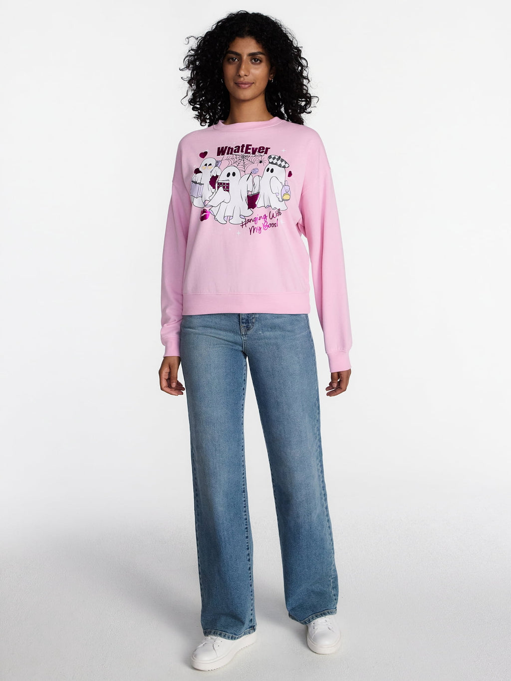 Hanging With My Boos! Women's Halloween Graphic Crew Sweatshirt