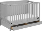 5-in-1 Convertible Baby Crib With Storage Drawer - Black