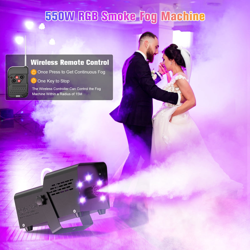 Wondnuga Halloween Fog Machine Smoke Machine 550W 3-in-one RGB Light Beads Smoke Machine Remote Control for Halloween Party Wedding