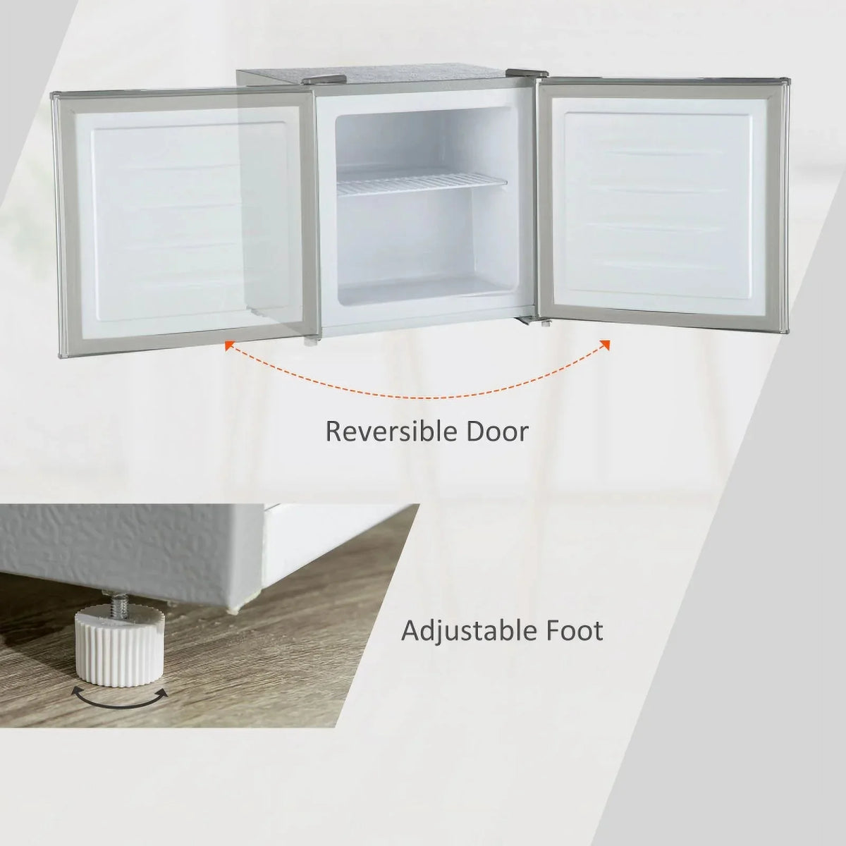 HOMCOM Countertop Upright Mini Freezer, 1.1 Cu.Ft, Gray - 05
