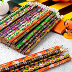 Joyfy 48 Pcs Halloween Pencils Bulk with Eraser for Kids, Colorful Pencils Stationery Pencil Set, Halloween Favors Prizes for Kids, Halloween Bulk Toys