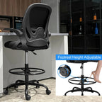 Ergonomic Drafting Chair With Adjustable Lumbar Support, Foot Ring And Flip-Up Armrests