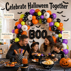 Halloween Balloons, Latex Arch Garland Kit With BOO Foil Confetti Balloons Bat Decoration Set for Halloween Party Decorations 92Pcs