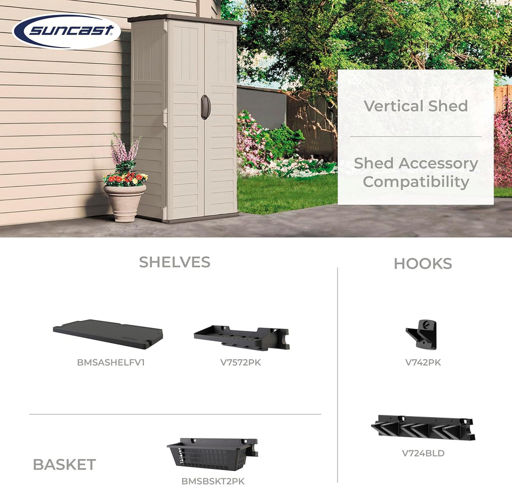 Suncast Vertical Outdoor Storage Shed - Vanilla