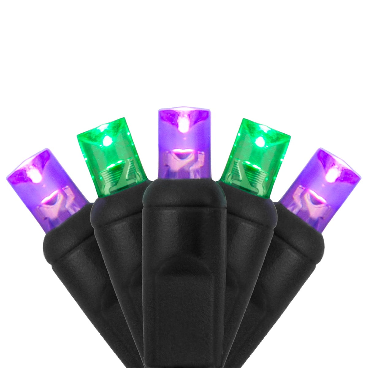 70 LED Purple and Orange String Lights for Halloween Displays Party Decoration, 24', Indoor Outdoor Black Wire