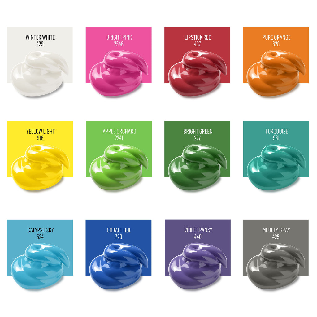 FolkArt 5070E Acrylic Craft Paint Set, Matte Finish, Festival, Set of 12, 24 fl oz