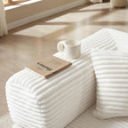 Boneless Folding Futon Sofa Bed, Fixed-Shape Corduroy Upholstered, White, 81 Inches