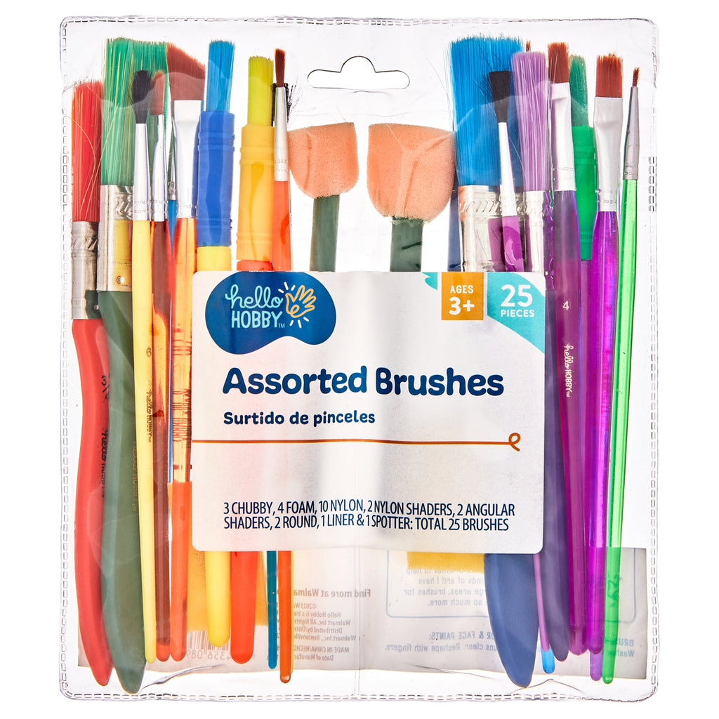 Hello Hobby Assorted Paint Brushes, 25 Count