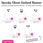 Big Dot of Happiness Spooky Ghost Garland Banner, Halloween Party Decorations Backdrop, 30 Feet of Cord, 15 Paper Ghost Shapes