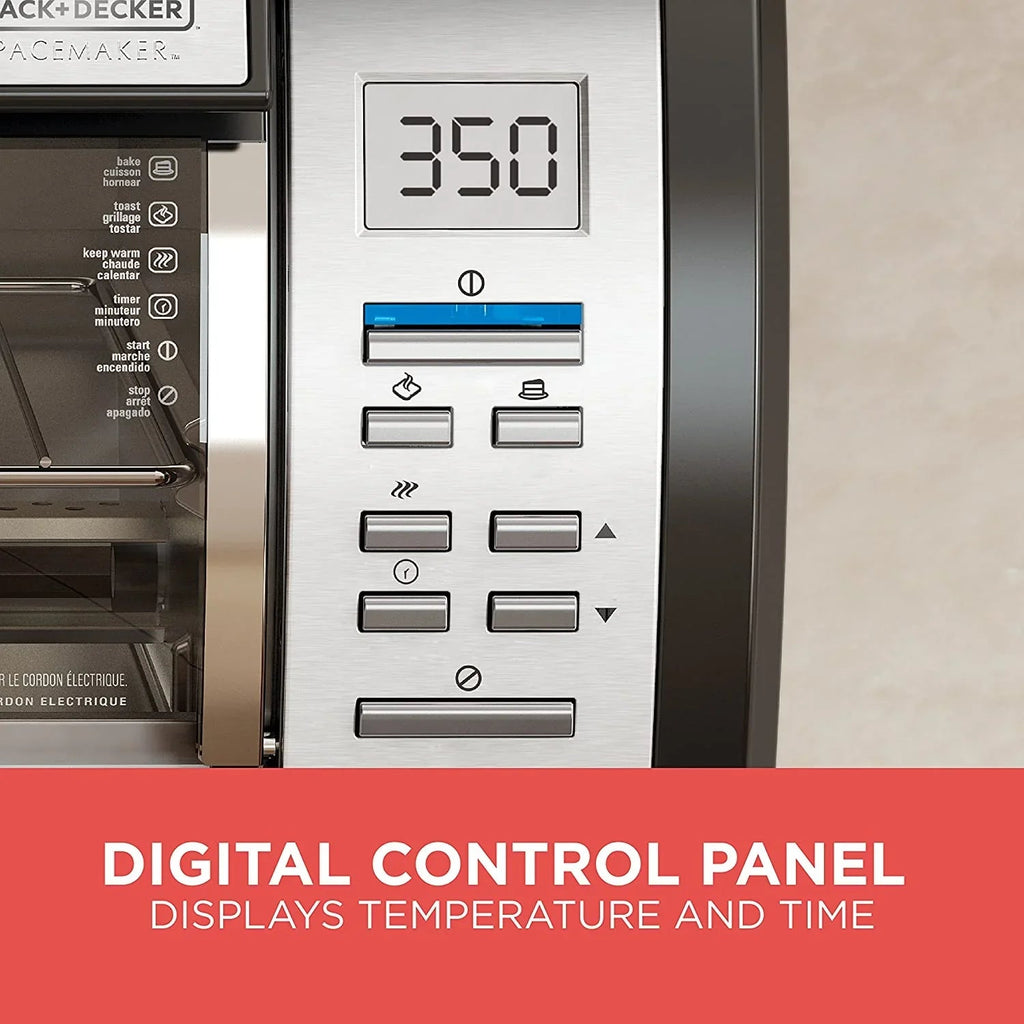 BLACK DECKER SpaceMaker Under Counter Toaster Oven, Digital Controls, Black/Stainless Steel, Fits 9 in Pizza Or 4 Slices