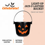 Light-Up Jack-o'-Lantern Trick-or-Treat Bucket, Black, 6.5", Halloween by Way To Celebrate