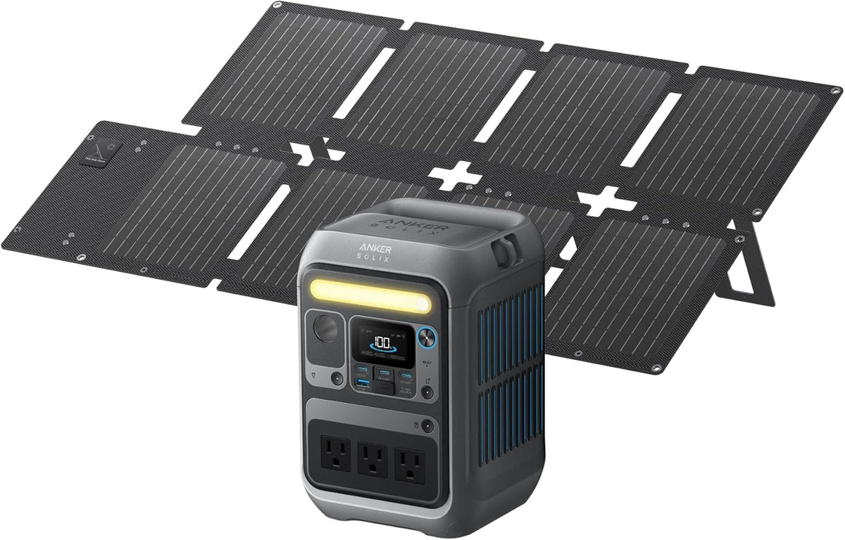 Anker Solar Generator With 60W Solar Panel, 288Wh LiFePO4 Battery, 300W Output - SOLIX C300