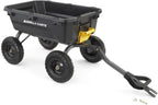 Poly Dump Garden Cart With No-Flat Tires And Serrated Shovel, 7 Cubic Feet, 1,200 lb Capacity, Black
