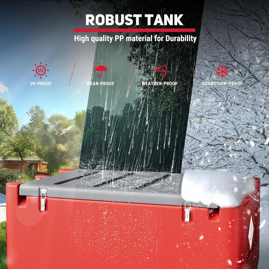 Fuel Transfer Tank, 50 Gallon, 12V DC 10.6 GPM Pump, Red