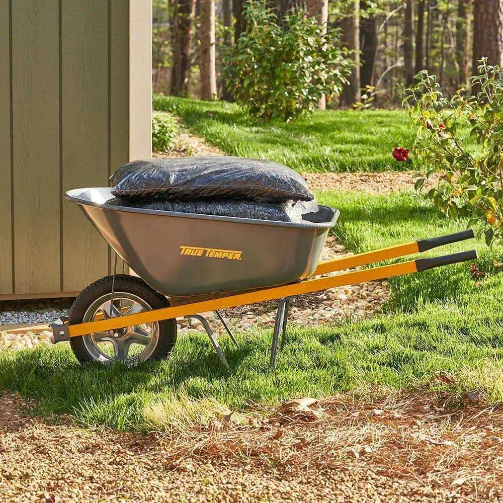 True Temper Residential Steel Wheelbarrow, 6 cu ft