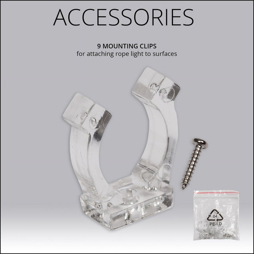18 ft. LED Warm White Rope Light Kit, 216 Lights, Connectable Ready-to-Install Christmas Decorative Party Lighting, Mounting Clips Included