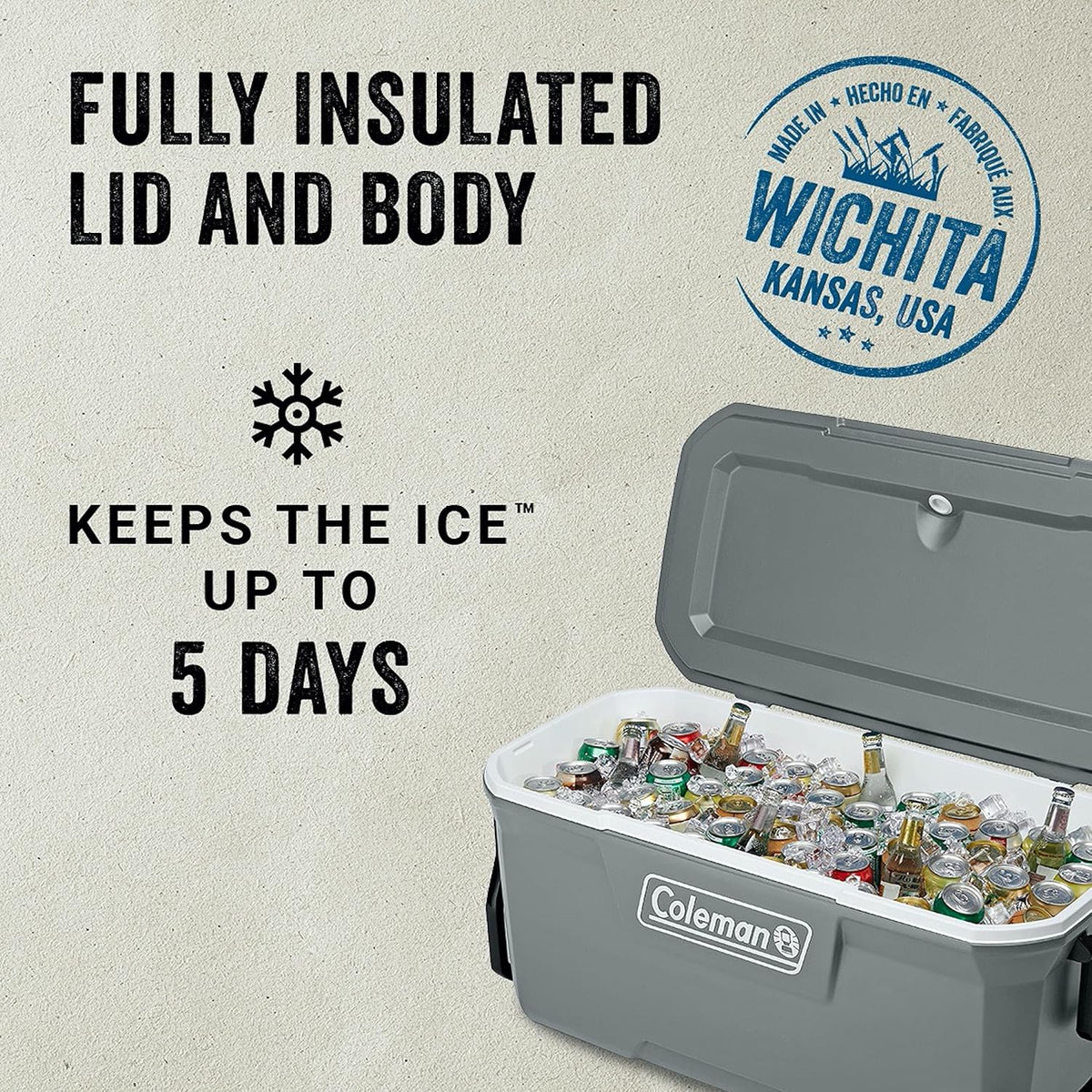 Coleman Classic Series Insulated Wheeled Cooler, 100-Quart, Rock Grey - Wheeled