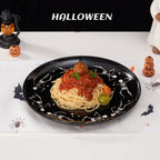 Way To Celebrate Halloween Dancing Skeleton Round Serving Tray, Black, 11.93 in