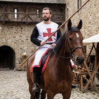 VZQI Men's Medieval Crusader Costume Set, Knights Templar Tunic with Belt for Halloween Renaissance Cosplay