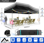 COBIZI 10x20 Heavy Duty Pop-Up Canopy Tent With 6 Sidewalls - Black