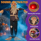 Joyfy Halloween Decorations Outdoor, Sound Activated with LED Eyes & Sound & Motion, Decor for Yard Farm Garden Indoor Haunted House