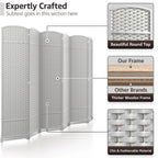 6-Panel Room Divider Privacy Screen With Hand-Woven Mesh Panels - 6 Ft Tall