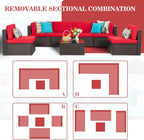 5-Piece All-Weather Wicker Patio Conversation Set With Ottoman And Cushions
