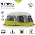 CORE 9 Person Instant Cabin Tent, 14 ft x 9 ft, Green - 40008