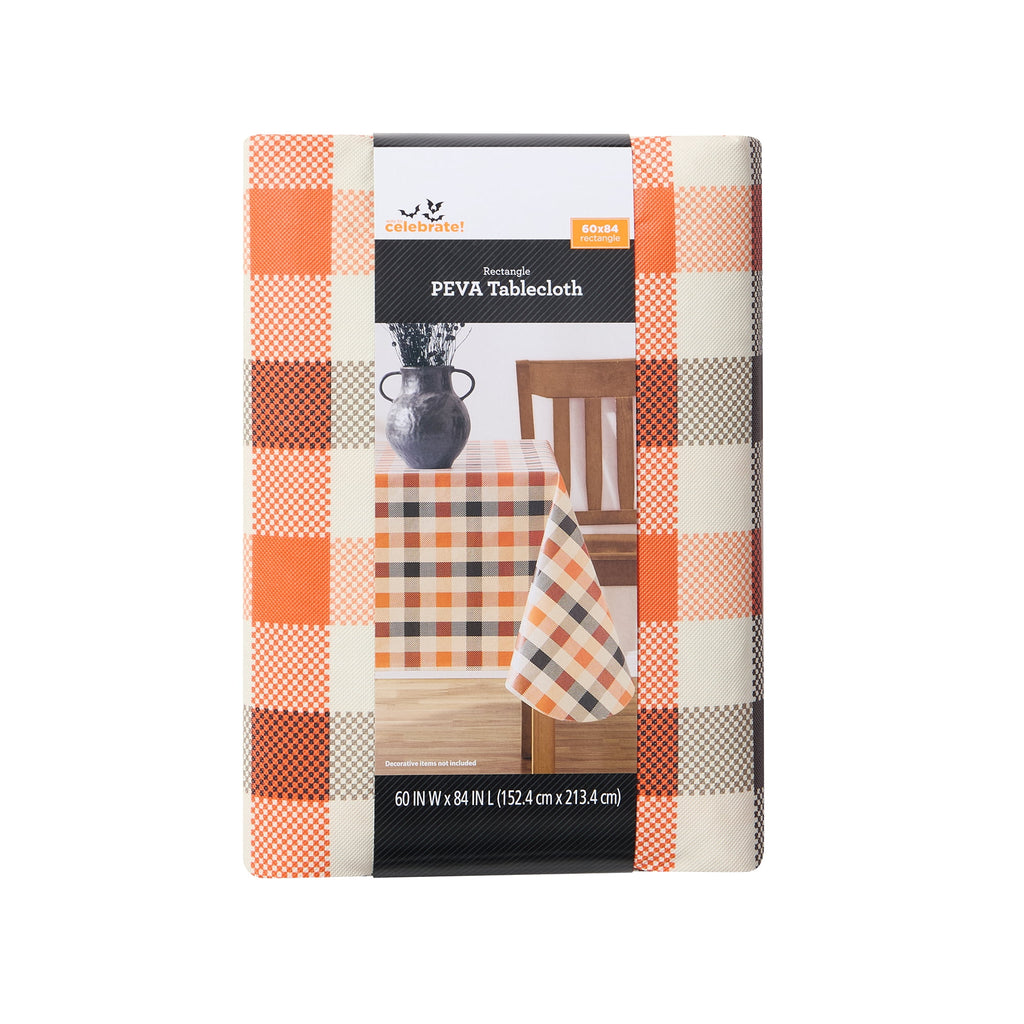 Way To Celebrate Halloween PEVA Tablecloth Indoor & Outdoor Table 60" x 84" - Buffalo Plaid
