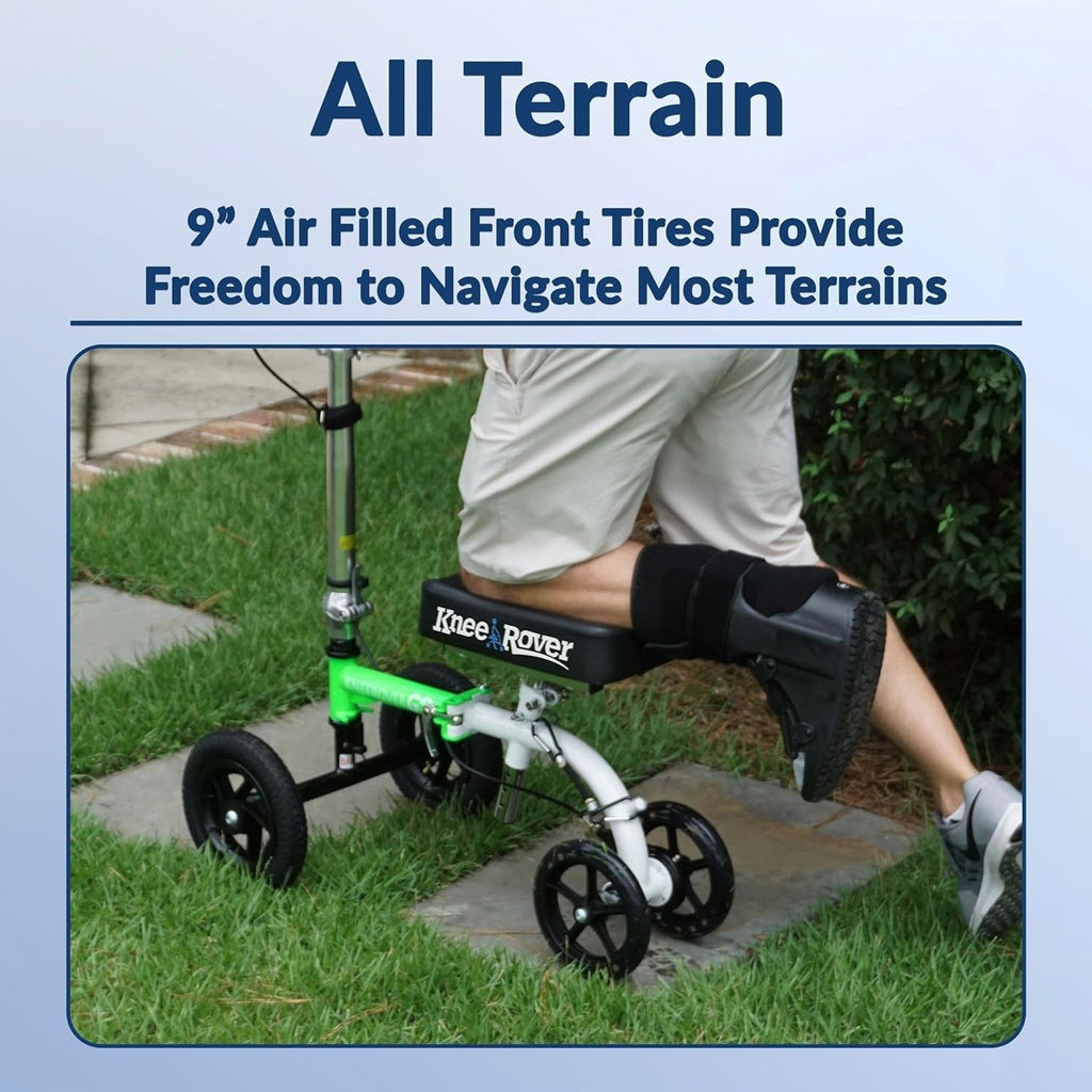 KneeRover Knee Scooter For Adults, 9-Inch Tires, Race Car Green - GO HYBRID